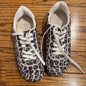 Zara Leopard Print Kids Sneakers in Cream and Brown